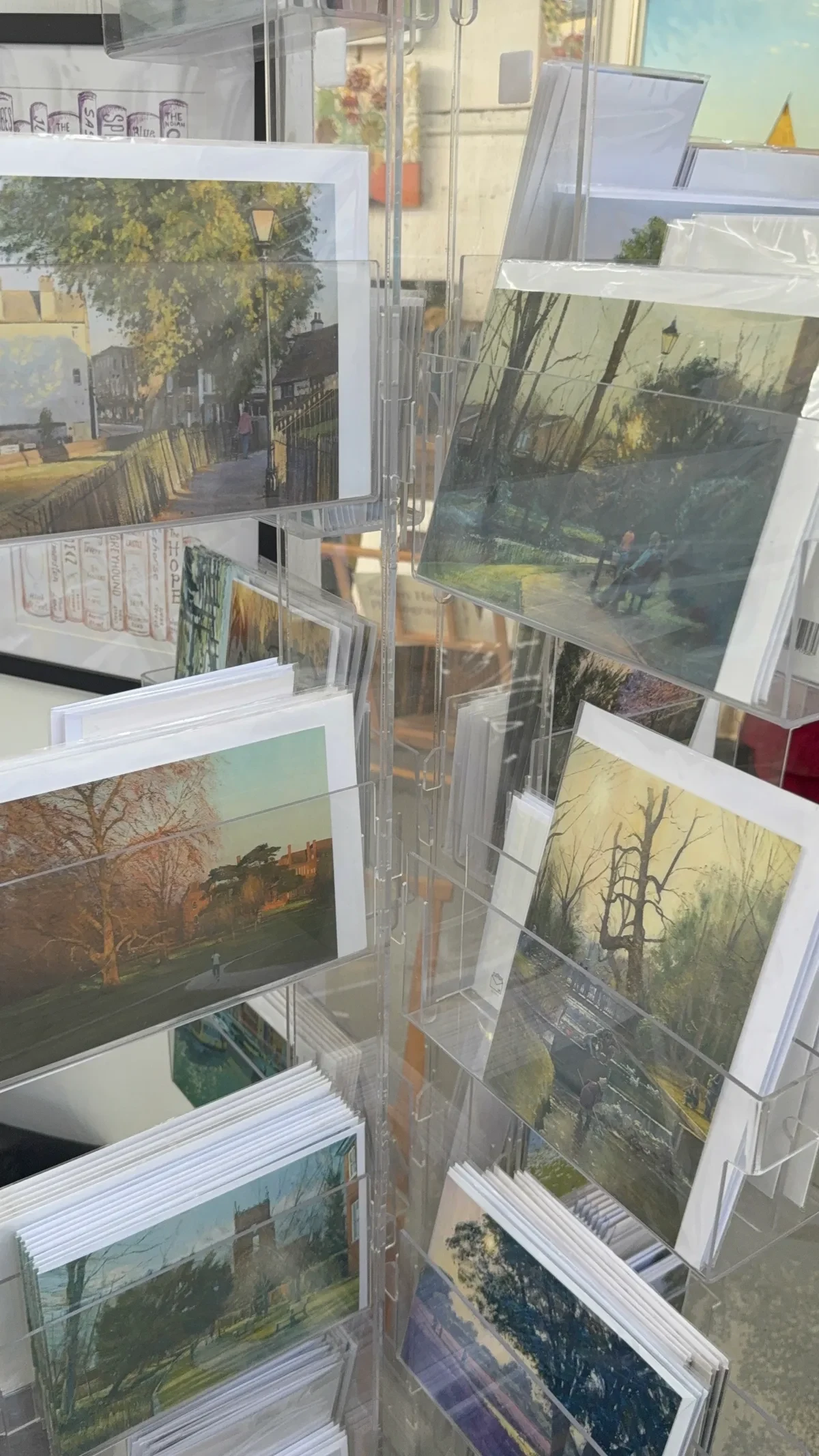 Carshalton art prints and cards displayed in a local gallery setting.