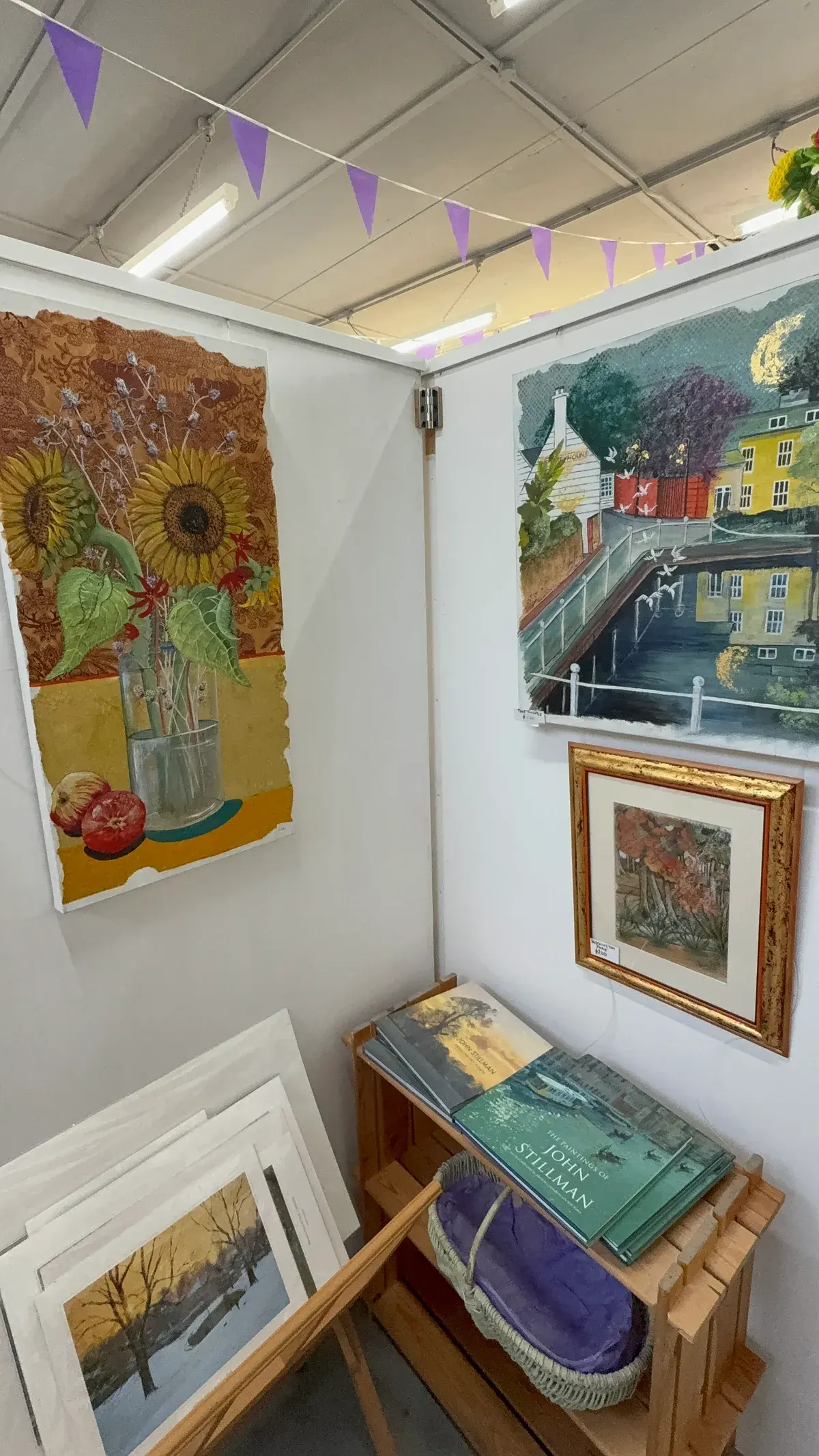 Local Carshalton artwork displayed on the wall at Vellum Mill Gallery.